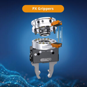 PX pneumatic gripper with energy and signal transmission from SMW.