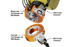 An image showing the tool side of the GBX module and the master side of ATI Industrial Automation's GBX module.