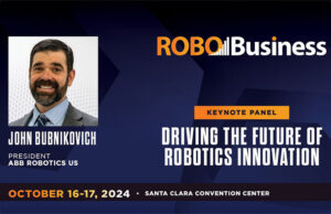 Banner image showing John Bubnikovich, president of ABB Robotics US, who will participate in a keynote panel on the future of robotics innovation at RoboBusiness.