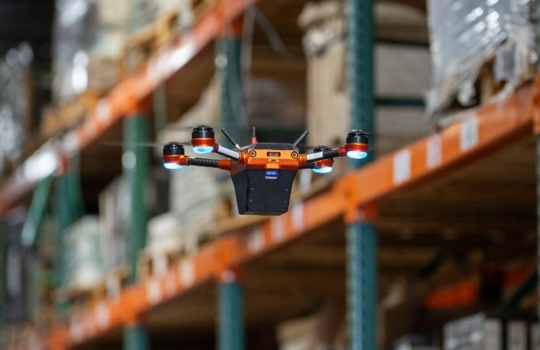 Corvus drone in a warehouse.