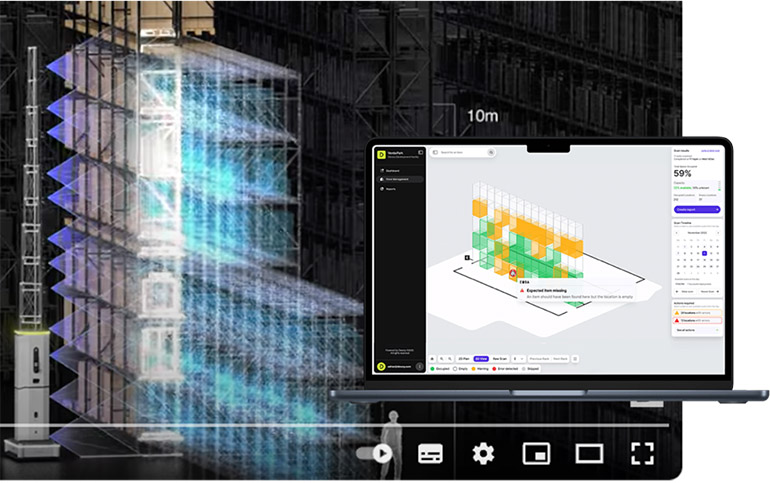 Digital tools such as the simulation shown here from Dexory, are part of digitalization in the warehouse.