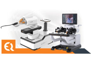 EndoQuest Robotics' scar-free robotic technology, a device with a long tube and a station with a monitor.