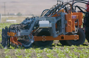 FarmWise says its Vulcan weeding system uses machine vision and high-speed actuators.