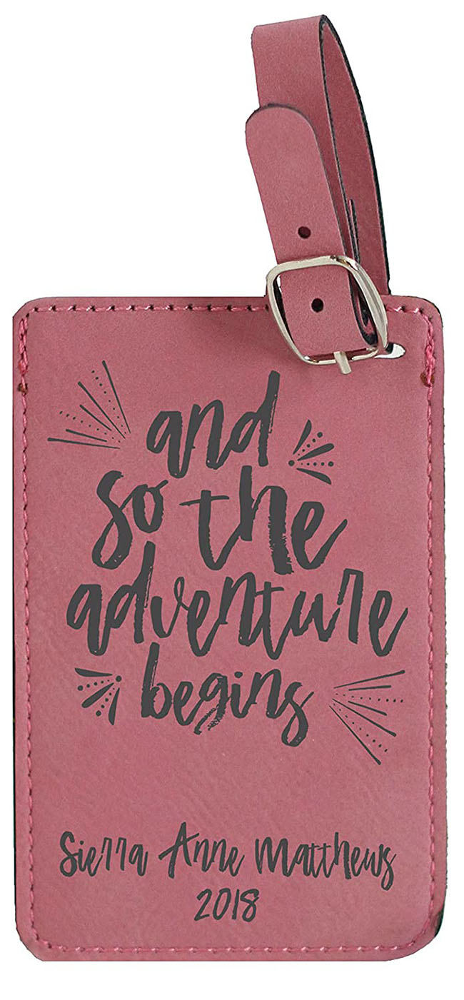 luggage tag with motivational message