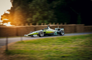 the AV-24 autonomous racecar running at the goodwood hill climb challenge.