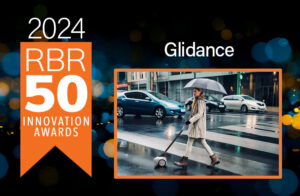 rbr50 banner with a women in a crosswalk using the glidance device.