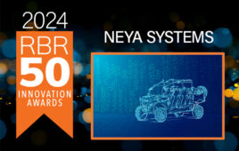 image of a small mobile robot from Neya Systems with the rbr50 logo.