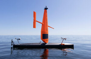 The Saildrone Voyager is a 10 m uncrewed surface vehicle (USV) designed for seafloor mapping at depths up to 300 m.