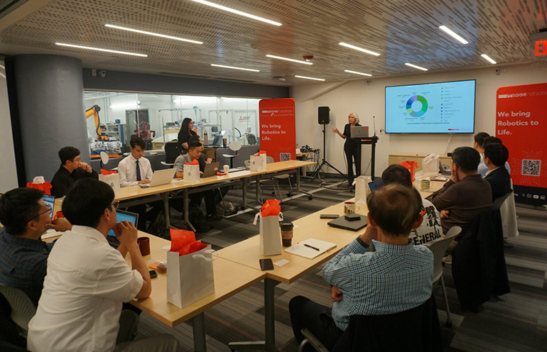 Joyce Sidopoulos, chief of operations at MassRobotics, addresses Korean startups during weeklong program.