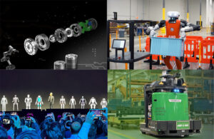 Four images highlighting our top stories of June, including a humanoid June 2024 robots, an automated forklift, and gears.