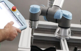 CAPTRON sensors and software work with UR cobots, shown here.